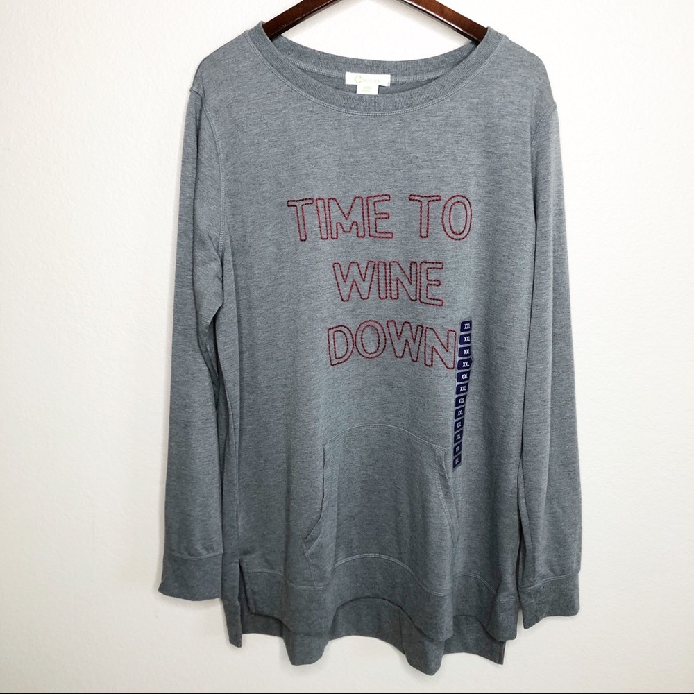 Womens Time to Wine Down Soft French Terry Top